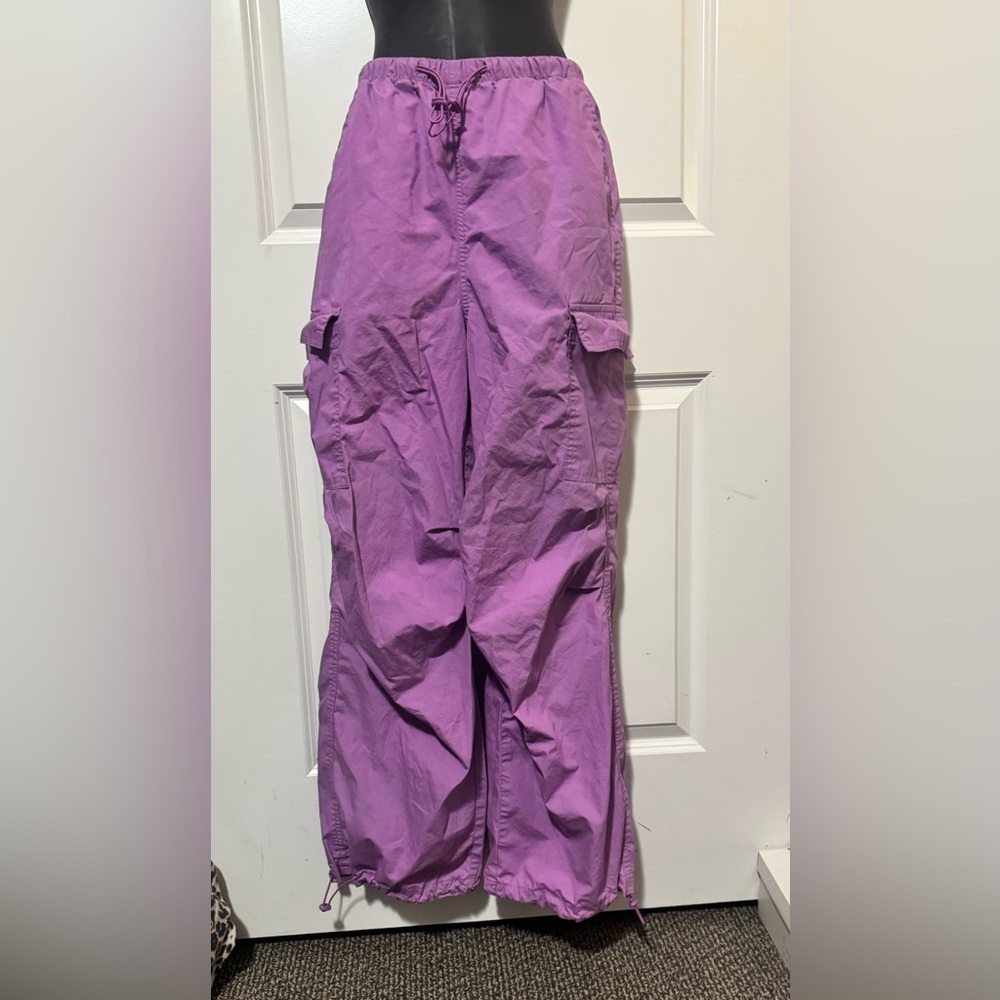 Wild Fable XS Cargo Pants Purple High Waist Utility Parachute Style